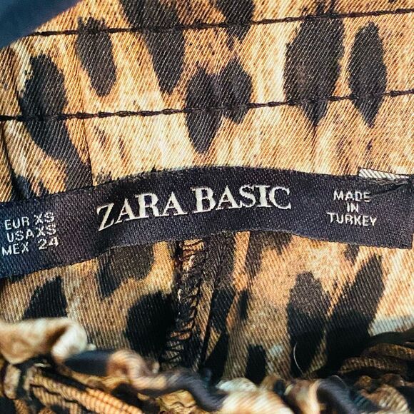 Zara Basic Leopard Print Elastic Waist Drawstring Pull-on Jogger Tan Black XS - Picture 5 of 6